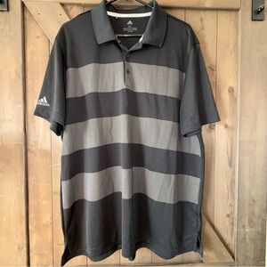 adidas Men’s Black & Gray Striped Polo Shirt